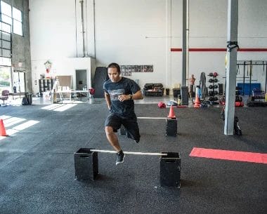 Man running on training at Redline Conditioning